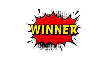 3d retro winner for banner design. Win prize. Pop style. Retro template for game background design. Motion graphics.