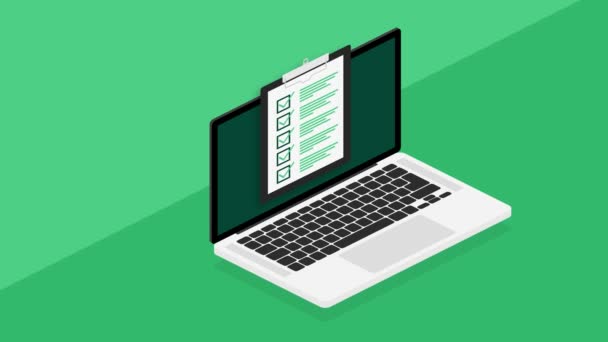 Checkliste Tablette auf weißem Hintergrund. Ok, Zeichen. Bewegungsgrafik. — Stockvideo