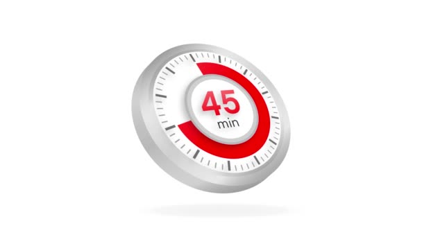 The 45 minutes timer. Stopwatch icon in flat style. Motion graphics. — Stock Video