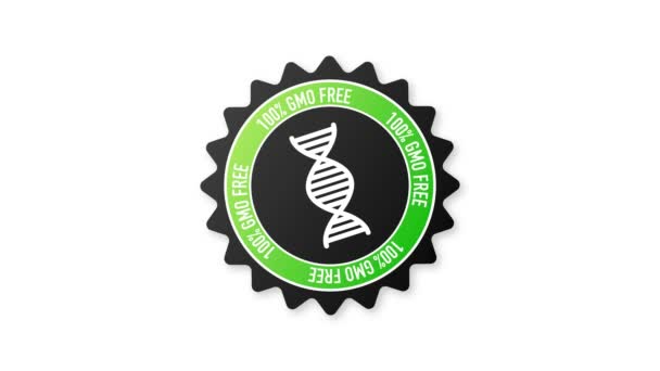 Icono plano con sello sin azúcar gmo gluten de lactosa. Signos orgánicos. Gráficos en movimiento. — Vídeos de Stock