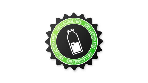 Platt ikon med laktosglutenfritt gmo-socker. Organiska tecken. Rörlig grafik. — Stockvideo