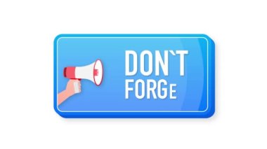 Dont Miss Out megaphone blue banner in 3D style on white background. Hand holds loudspeacker. Motion graphics.