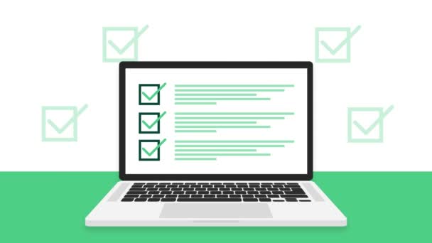 Checkliste Tablette auf weißem Hintergrund. Ok, Zeichen. Bewegungsgrafik. — Stockvideo