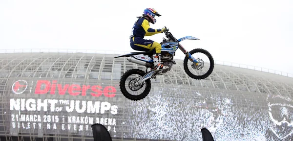 Show announcing world championship in FMX - Diverse Jump of the Night in Cracow — Stock Photo, Image