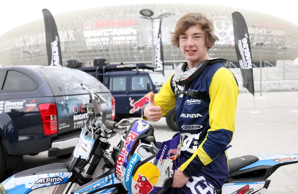 The press-conference announcing world championship in FMX - Diverse Jump of the Night in Cracow. Poland — Stock Photo, Image