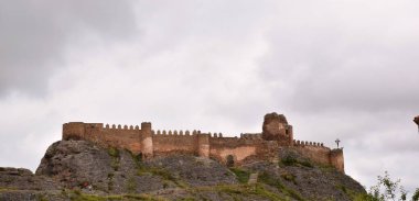Wide view of the Clavijo castle, in ruins, construction of the 9th century, La Rioja. clipart