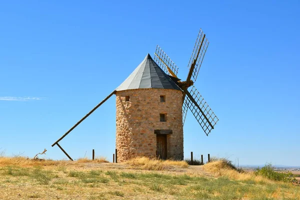 Windmill Built Stone Wood Belmonte Sunny Day Blue Sky — Stock Photo, Image
