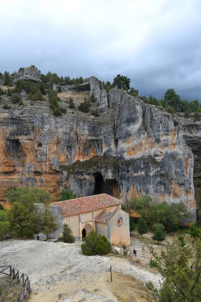 San Bartolomei Templomos Kápolna Lobos Kanyon Barlangja Háttérben — Stock Fotó