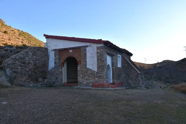 View Hermitage San Miguel Village Arnedillo Hermitage San Miguel Mountains — Stock Photo, Image