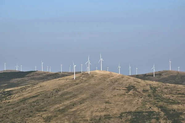 Wind Turbine Battery Mountain Located Province Soria Spain Photo Taken — Stock Photo, Image