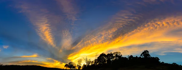 Um espetacular e vívido céu tempestuoso ao pôr do sol na floresta da Tailândia — Fotografia de Stock