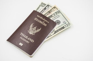bize Doları banknot beyaz adam pasaportla Tayland ile