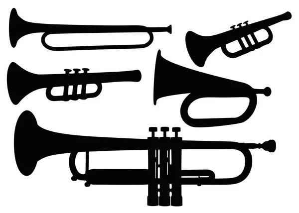 Trombones Musical Pipes Set — Stock Vector