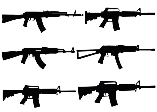 Armas Automáticas Set — Archivo Imágenes Vectoriales