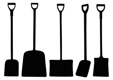 Kar kürekleri de dahil. Vektör resmi.