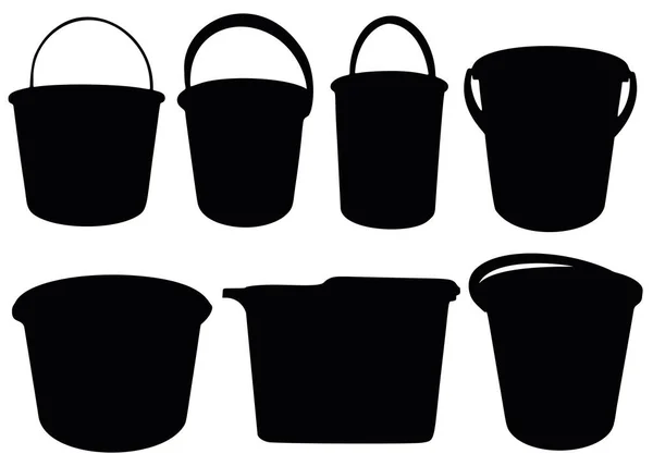 Construction Household Buckets Set — Stock Vector