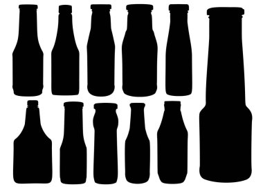 Ketçap ve sos şişeleri de dahil. Vektör resmi.