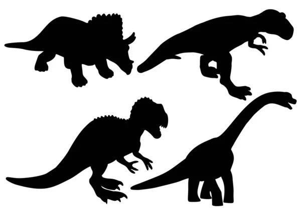 Dinosaurussen Verzameling Brontosaurus Tyrannosaurus Triceratops Titanosaurus — Stockvector