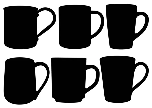 Mugs Different Sizes Shapes Set — Stock Vector