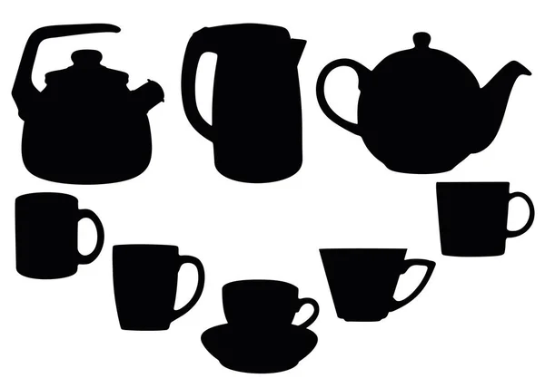 Набір Вечірок Чайник Електричний Чайник Чашками Чашками — стоковий вектор