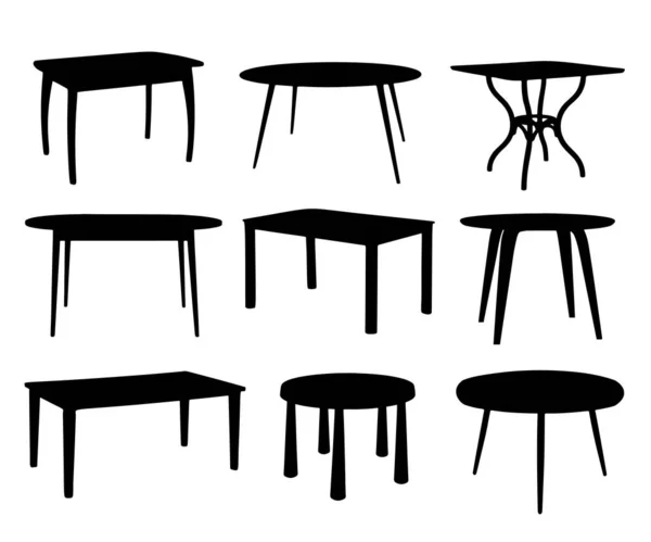 テーブルはキッチンとリビングルームのための長方形と丸みを帯びています ベクトル画像 — ストックベクタ