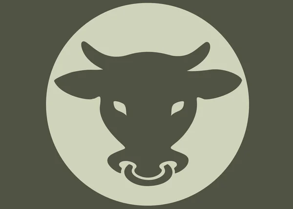 Logo Vaca Color Verde Oscuro — Vector de stock