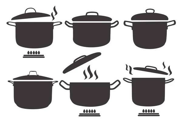 Logos Hot Pots Fire Set — Stock Vector
