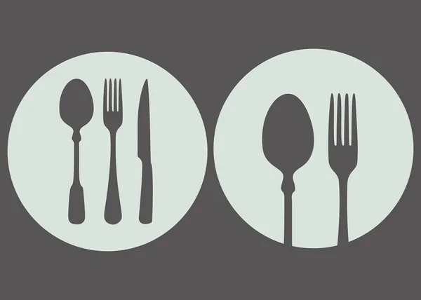 Dinner Logo Form Plate Spoon Knife Beige Background — Stock Vector