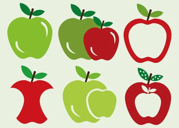 Logo Jabłek Czerwone Zielone Zestawie — Wektor stockowy