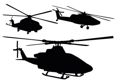 Helikopterler sette. Vektör resmi.