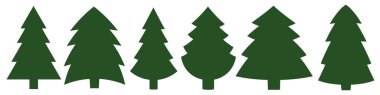 Sette yeşil Noel ağaçları var. Vektör resmi.