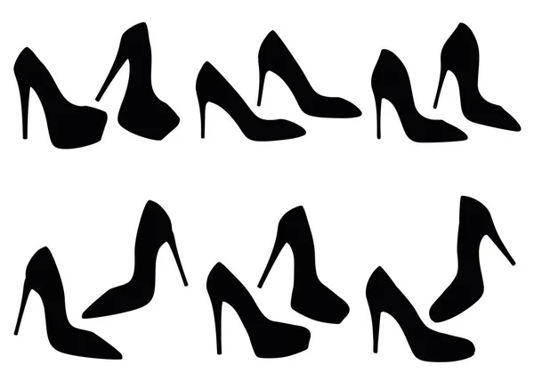 Chaussures Pour Femmes Avec Talons Dans Ensemble Image Vectorielle — Image vectorielle