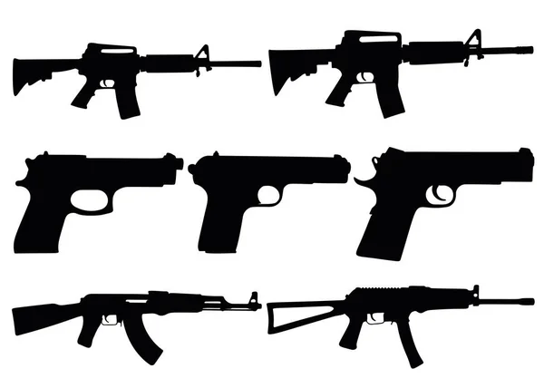 Armes Feu Machines Automatiques Pistolets Dans Ensemble — Image vectorielle