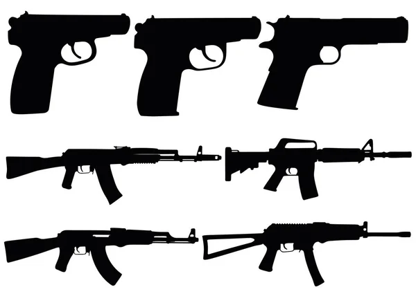 Ensemble Armes Partir Pistolets Mitrailleuses Dans Ensemble — Image vectorielle