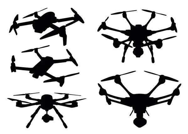 Repülő Drónok Egy Szettben Vektorkép — Stock Vector