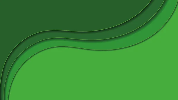 波状緑色の背景 紙切りのスタイルで作られた — ストックベクタ