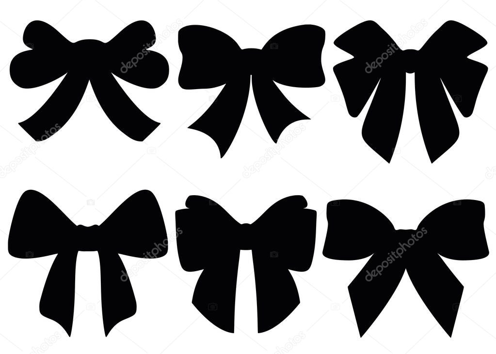 Beautiful bows in the set. Vector image.