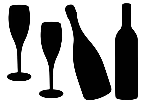 Festive Set Wine Glasses Vector Image — Stock Vector