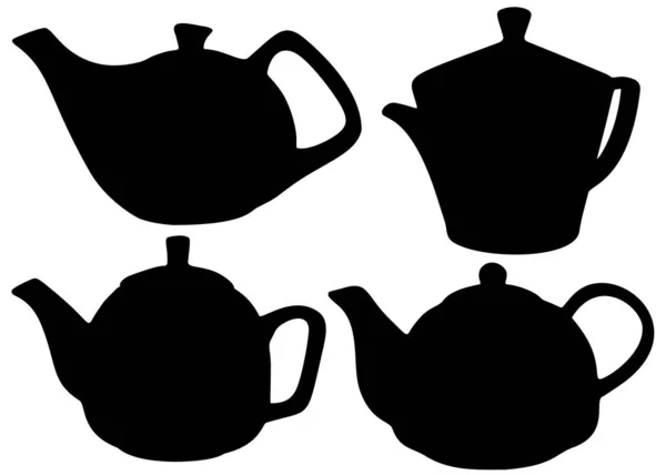 Teapots Unusual Tea Drinking Included — Stock Vector