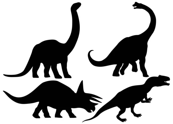Dinossauros Diplodocus Braquiossauros Tricerátops Plateossauros Conjunto —  Vetores de Stock