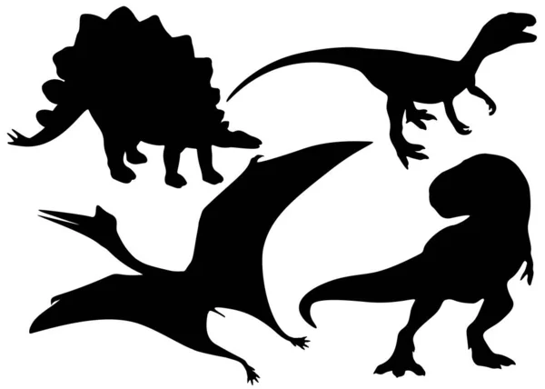 Dinosaurussen Allosaurus Pterosaurus Tyrannosaurus Stegosaurus Verzameling — Stockvector