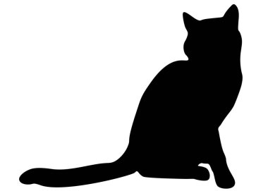 Kedi oturuyordu. Vektör resmi.