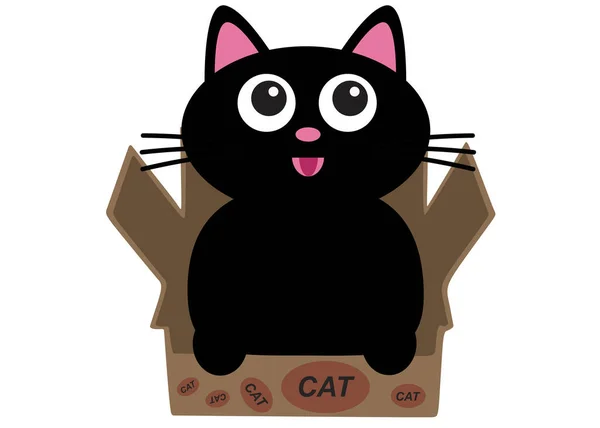 Cat Box Black Vector Image — Stock Vector