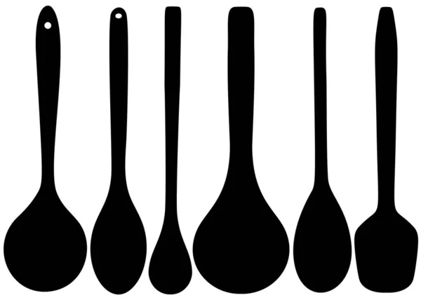 Cucharas Madera Grandes Para Cocinar Cocinar — Vector de stock