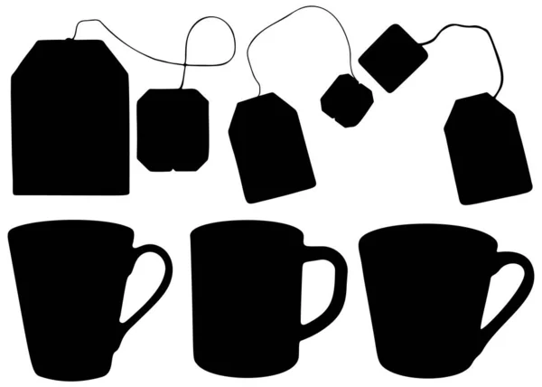 茶袋和茶杯包括在内 — 图库矢量图片