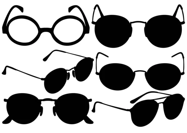 Medische Brillen Ronde Zonnebrillen Een Set — Stockvector