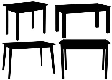 Bir set içinde dikdörtgen mutfak masaları.