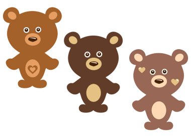 Çizgi filmlerdeki komik ayılar. Vektör resmi.