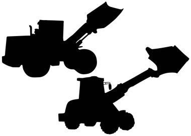 Buldozerler de dahil. Vektör resmi.