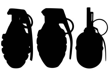 Bir sette askeri el bombaları. Vektör resmi.